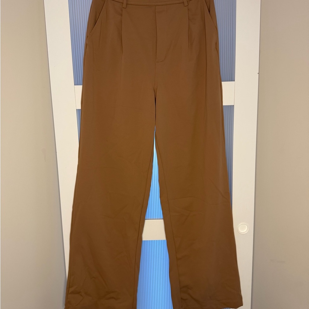 HALARA Brown Wide-Leg Stretchy Dress Pant